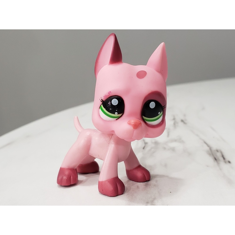 Littlest Pet Shop 2598 LPS Authentic Magenta Pink Great Dane Accents Green Eyes